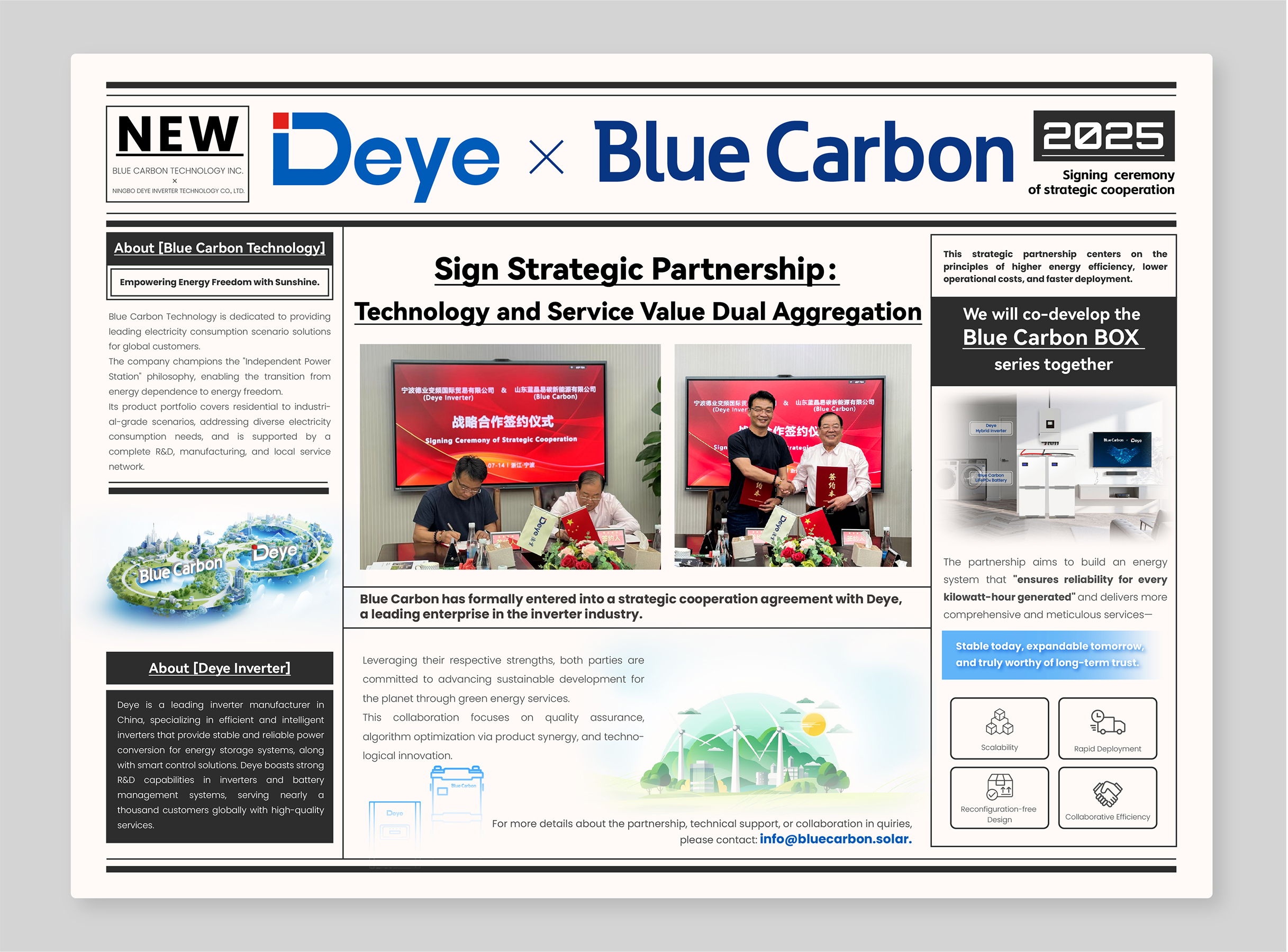 DEYE e Blue Carbon Sign Strategic Partnership per co-sviluppo della 